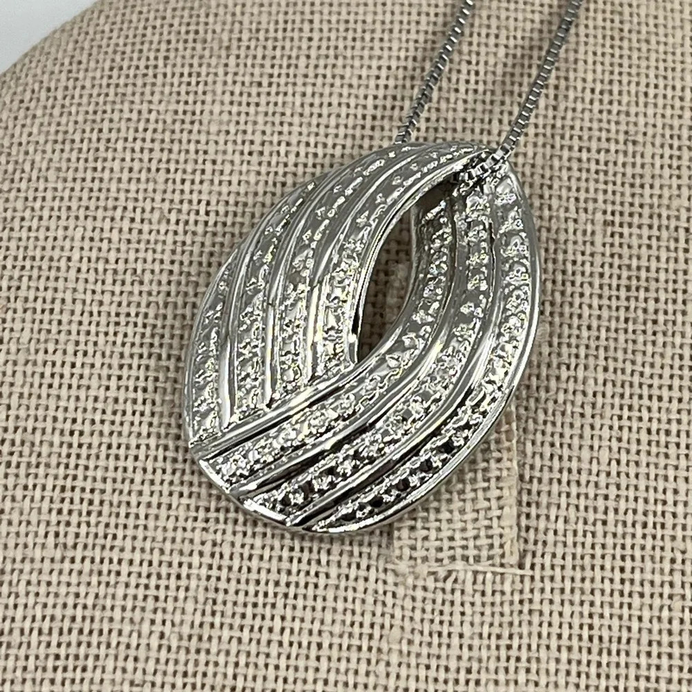 Vintage Technibond Platinum Over Sterling Silver Pendant Necklace - 18"